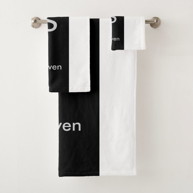 Conjunto De Toalhas Monograma Dois Tom Preto Moderno e Branco (Insitu)