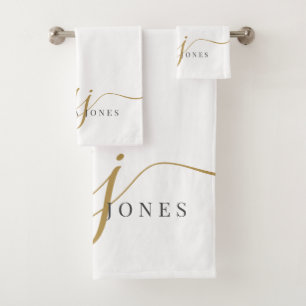 Conjunto De Toalhas Monograma Dourado