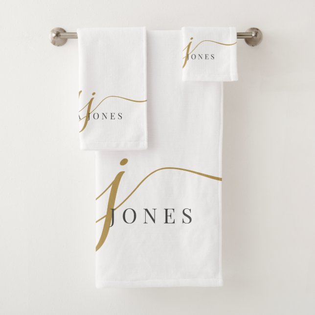 Conjunto De Toalhas Monograma Dourado (Insitu)