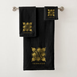 Conjunto De Toalhas Monograma Dourado do Andino Grego Antigo