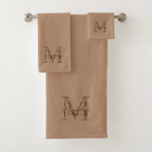 Monograma Dourado Metálico Taupe de Rótulo Minimal