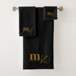 Conjunto De Toalhas Monograma Dourado Mínimo Moderno