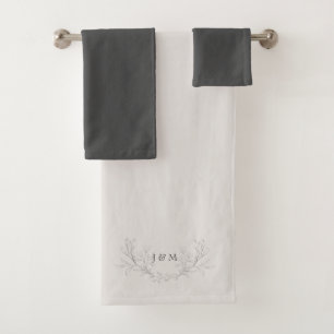 Conjunto De Toalhas Monograma e Cinzas simplesmente elegantes
