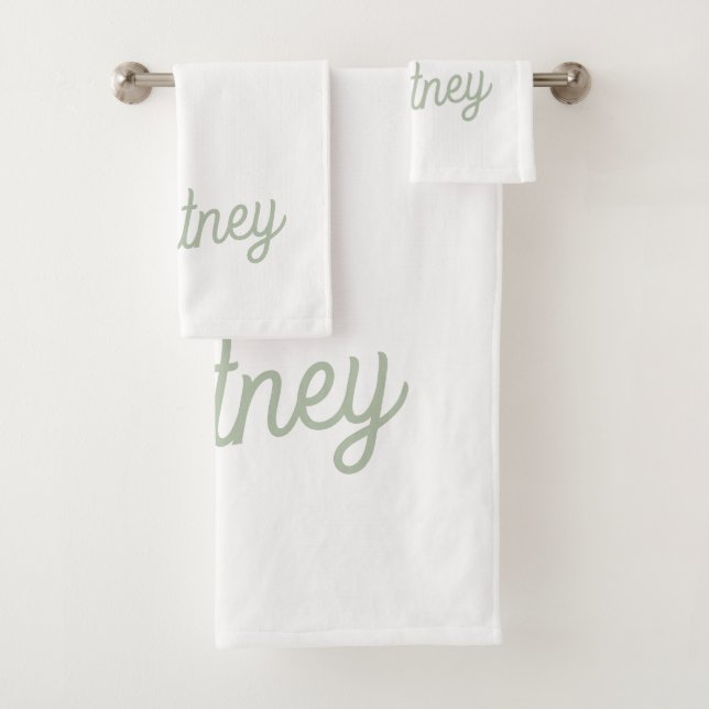 Conjunto De Toalhas Monograma e Nome Personalizados Verde do Modern Sa (Insitu)