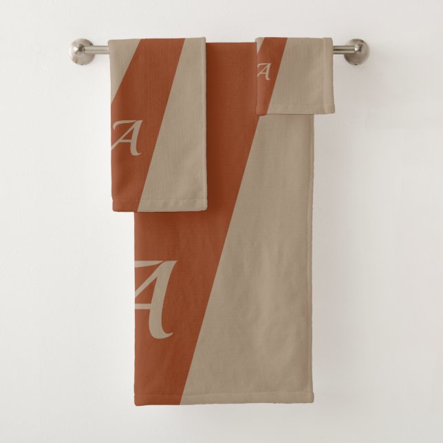 Conjunto De Toalhas Monograma elegante e elegante branco bege castanho (Insitu)