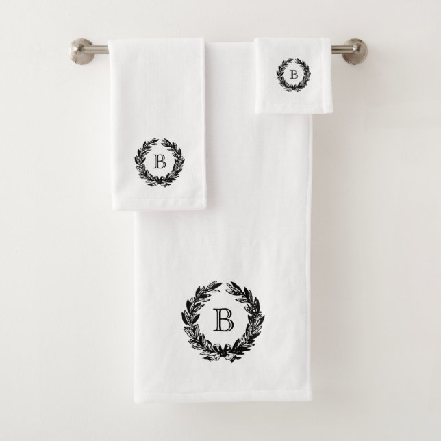 Conjunto De Toalhas Monograma Family Crest Emblem Vintage (Insitu)