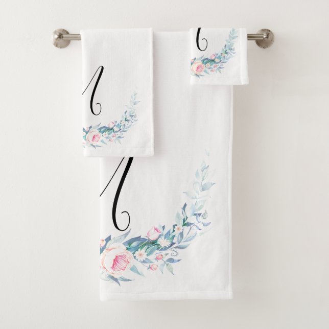 Conjunto De Toalhas Monograma floral (Insitu)