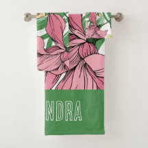 Monograma floral desenhado à mão vibrante Cor-de-r