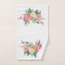 Conjunto De Toalhas Monograma Floral Elegante Coloração Chic