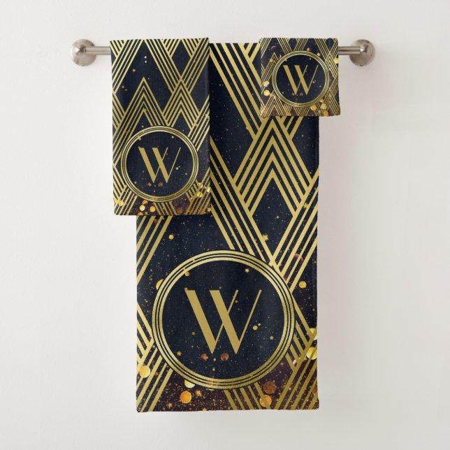 Conjunto De Toalhas Monograma glamoroso do teste padrão de Gatsby do (Insitu)