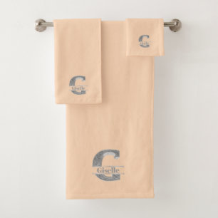 Conjunto De Toalhas Monograma Inicial de Prata G Personalizado Seu Nom