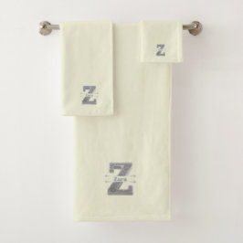 Conjunto De Toalhas Monograma Inicial de Prata Z Personalizado Seu Nom