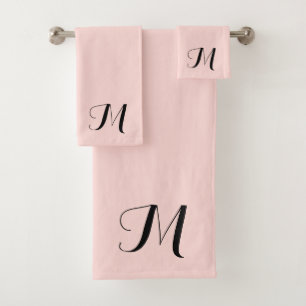 Conjunto De Toalhas Monograma Inicial de Tipografia de Script Cor-de-r