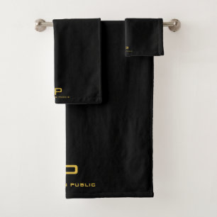 Conjunto De Toalhas Monograma inicial Dourado Nome Modelo preto Tendên