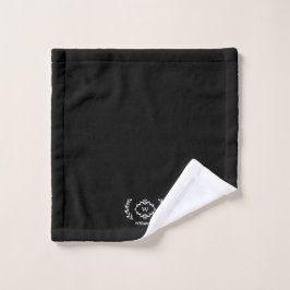 Conjunto De Toalhas Monograma Inicial Moderno Elegante Preto e Branco 