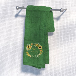 Conjunto De Toalhas Monograma inicial verde de fazenda moderna