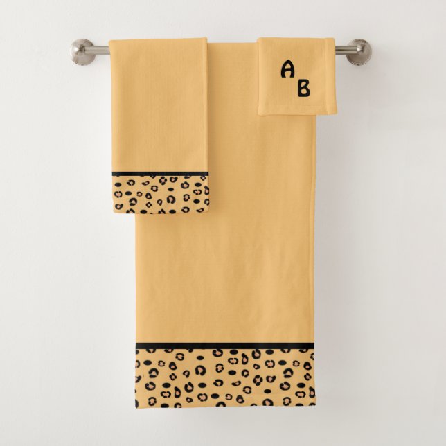 Conjunto De Toalhas Monograma Moderna e Padrão Leopardo (Insitu)