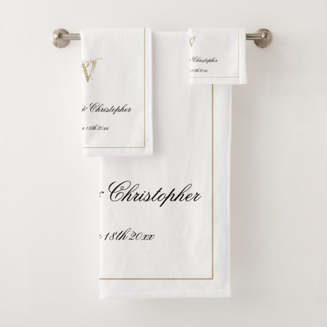 Conjunto De Toalhas Monograma Moderno de Casamento Novo Presente (Insitu)