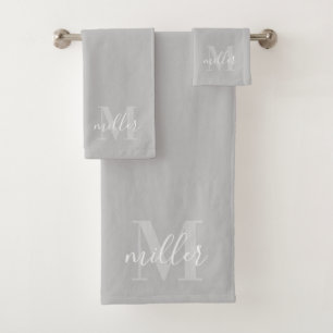 Conjunto De Toalhas Monograma Moderno de Nome de Família Personalizado