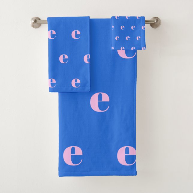 Conjunto De Toalhas Monograma Moderno Inicial Letra Azul Brilhante Ros (Insitu)