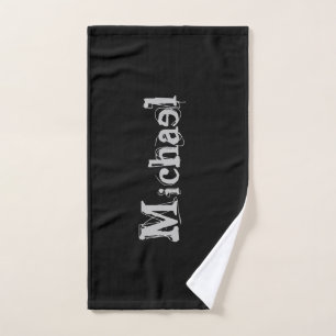Conjunto De Toalhas Monograma moderno minimalista - branco preto