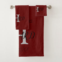 Conjunto De Toalhas Monograma moderno Novas casas Borgonhosas Vermelho