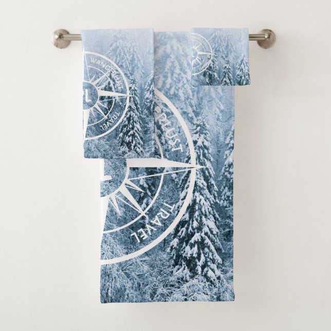 Conjunto De Toalhas Monograma monograma de emblem em estrela de compas (Insitu)