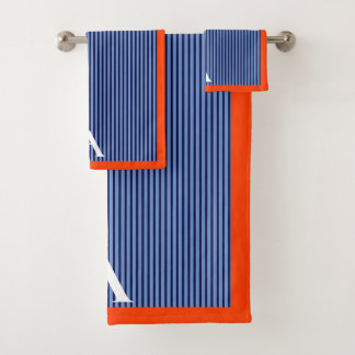 Conjunto De Toalhas Monograma na moda Azul Striped