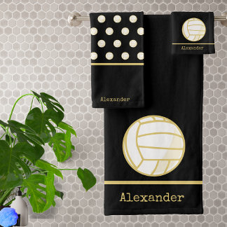 Conjunto De Toalhas Monograma Nome Dourado de vôlei