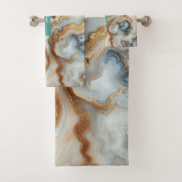 Conjunto De Toalhas Monograma Personalizado Agate Girly Botswana, Ouro