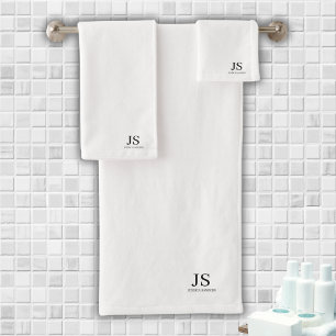 Conjunto De Toalhas Monograma personalizado branco elegante