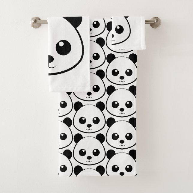 Conjunto De Toalhas Monograma personalizado de panda bonito (Insitu)