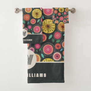 Conjunto De Toalhas Monograma Personalizado Floral do Bold Boho Scandi