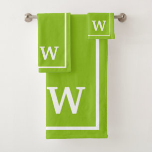 Conjunto De Toalhas monograma personalizado moderno verde branco