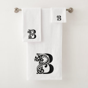 Conjunto De Toalhas Monograma preto B de luxo em branco