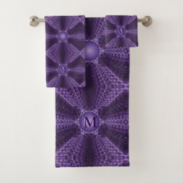 Conjunto De Toalhas Monograma roxo esplêndido do costume da gema