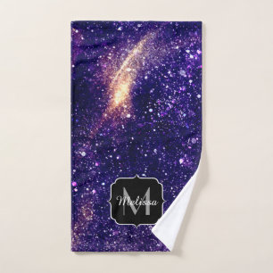 Conjunto De Toalhas Monograma ultravioleta da galáxia do abstrato do