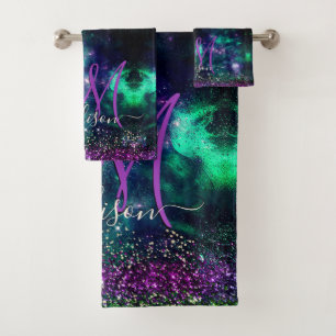 Conjunto De Toalhas Monograma verde-escura-escura, escura, esverdeado