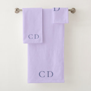 Conjunto De Toalhas Monograma violeta minimalista