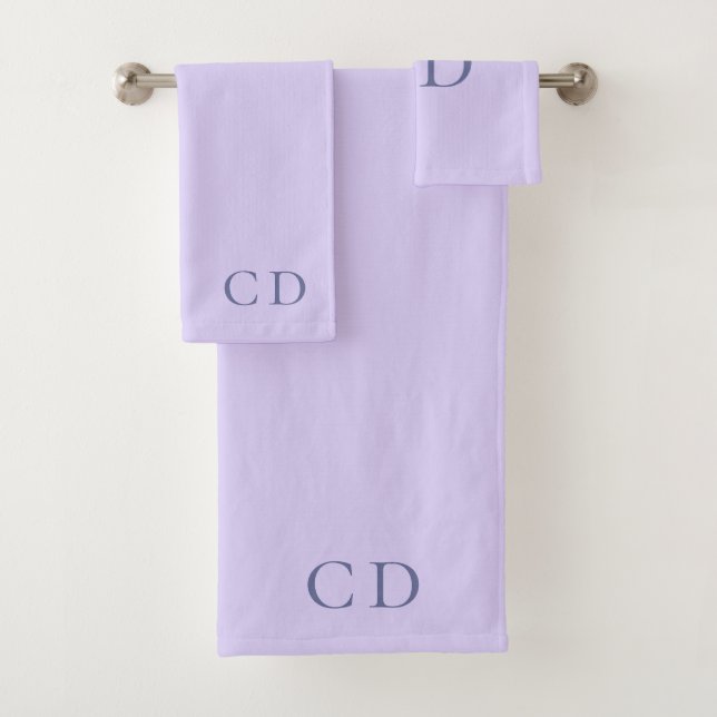 Conjunto De Toalhas Monograma violeta minimalista (Insitu)