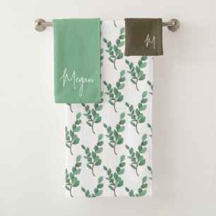 Conjunto de Toalhas Monogramadas de Eucalipto