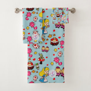 Conjunto De Toalhas Monogramas Alice No País das Maravilhas, Decoraç