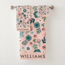 Conjunto De Toalhas Monogramas Flores Elegantes De Banho De Na moda