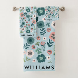 Conjunto De Toalhas Monogramas Flores Elegantes De Banho De Na moda
