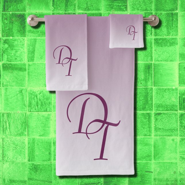 Conjunto De Toalhas Monogramas - magenta ombre preto (Criador carregado)