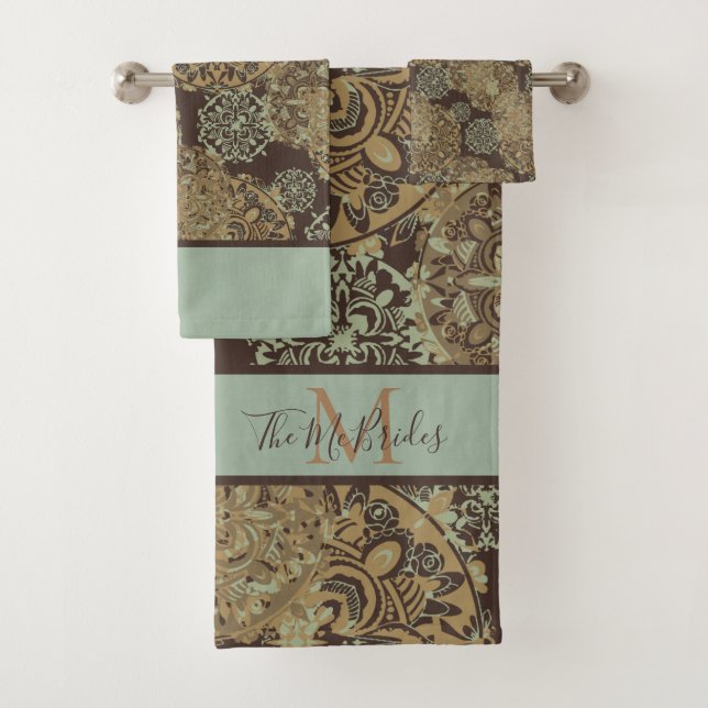 Conjunto De Toalhas Monogrammed Boho Moody Mandalas (Insitu)