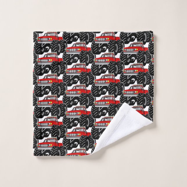 Conjunto De Toalhas Monster truck vermelho (Pano de lavar)
