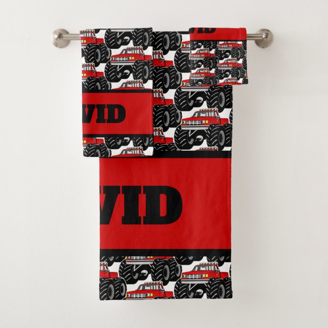 Conjunto De Toalhas Monster truck vermelho: DAVID (Insitu)