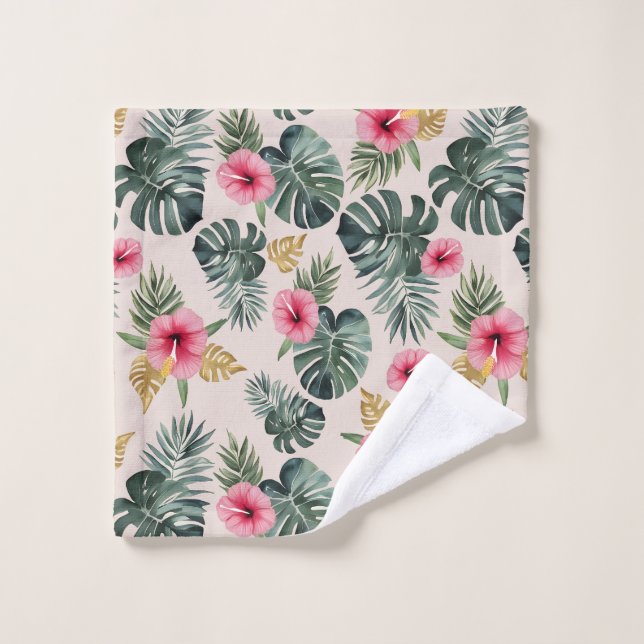 Conjunto De Toalhas Monstera e Hibiscus Pattern (Pano de lavar)