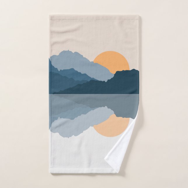 Conjunto De Toalhas Montanhas azuis no lago (Toalha de mão)